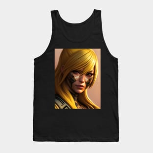 Cyber Scurity Angry Girl Blonde Hair Tank Top